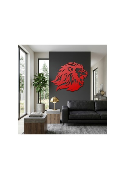Yırtıcı Aslan Metal Duvar Tablosu - Metal Duvar Sanatı - Gümüş - 40 X 50 Cm