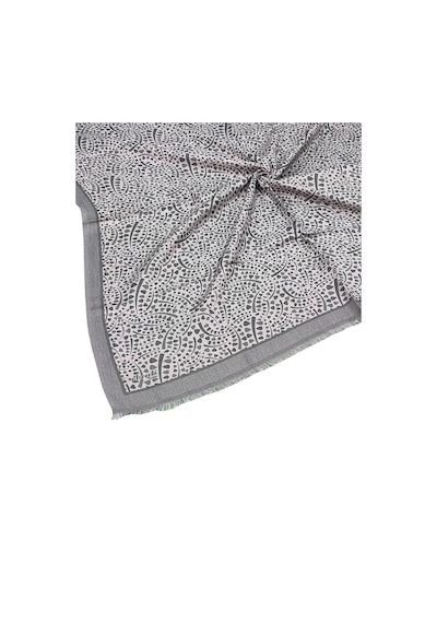 Mim Eşarp Ebruli Kışlık Desenli Eşarp 95x95 Cm Açık Gri