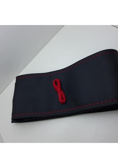 Ayrex Gürler Deri Direksiyon Kılıfı Dikmeli İğneli Lüx Siyah Kırmızı İp 10cm Diğer