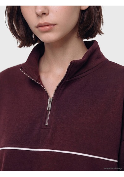 Lcw Modest Mürdüm Soft Touch Oversize Kadın Sweatshirt Tunik