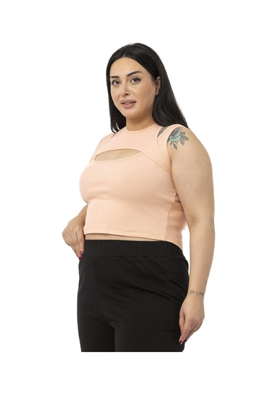 Disentis Büyük Beden Göğüs Dekolteli Fitilli Kaşkorse Somon Body-somon Somon