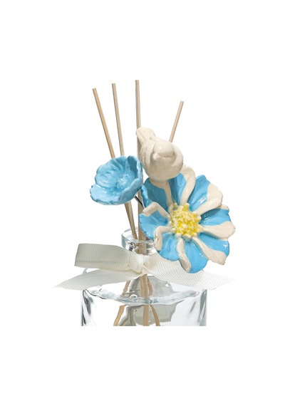 Crystal Bloom Collection Azure-parlak Sırlı Seramik Çiçekli Oda Kokusu-vanilya Sandal