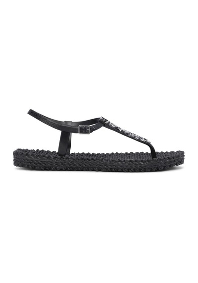 Black Cheerful10g - Siyah Taşlı Parmak Arası Terlik-14198