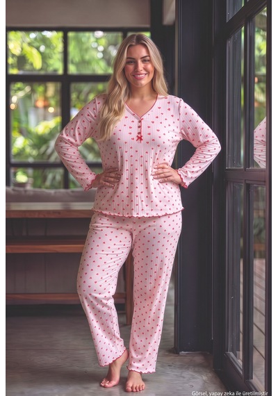 Seboteks Raporlu İnterlok Kumaş Yakası Düğmeli Kışlık Büyük Beden Kadın Pijama Takımı 2950 Pembe Seboteks Raporlu İnterlok Kumaş Yakası Düğmeli Kışlık Büyük Beden Kadın Pijama Takımı 2950 Pembe