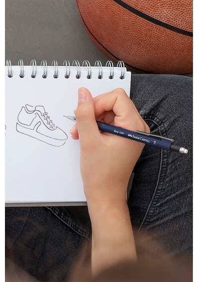 Faber-Castell Grip 1345/47 Versatil Kalem, 0.7 mm, Navy Blue, Ergonomik Tutuş, Yaylı Uç, Uzun Silgi,Modern Tasarım