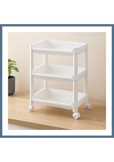 Buradabulabilirsin 3 Katlı Tekerlekli Sepet Organizer Raf - 352x220x480 Mm Bbz Çok Renkli