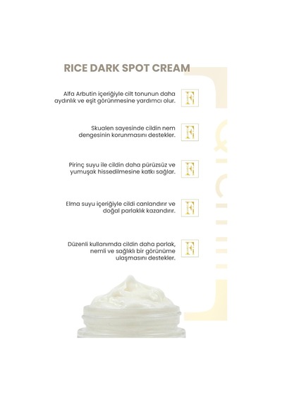 Rice Dark Spot Pirinç Özlü Aydınlatıcı & Nemlendirici Krem 50 Ml