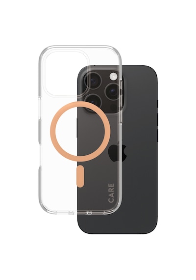 Flagship Apple Uyumlu iPhone 16 Pro Magsafe  Urban Combat Şeffaf-şeftali Telefon Kılıfı Bej