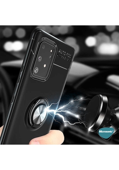 Microsonic Samsung Uyumlu Galaxy A91 Kılıf Kickstand Ring Holder