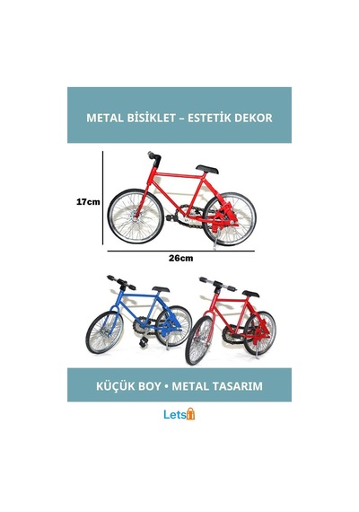 Renkli Metal Bisiklet Dekoratif Küçük Boy 1 Adet