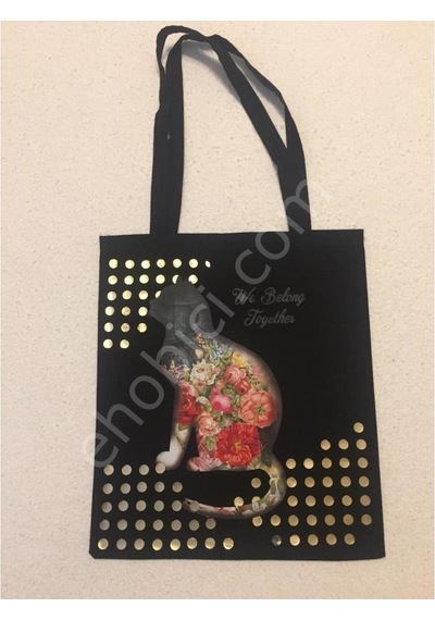 Baskılı Kumaş Çanta 35X40Cm Ck-028 Kırmızı - Siyah
