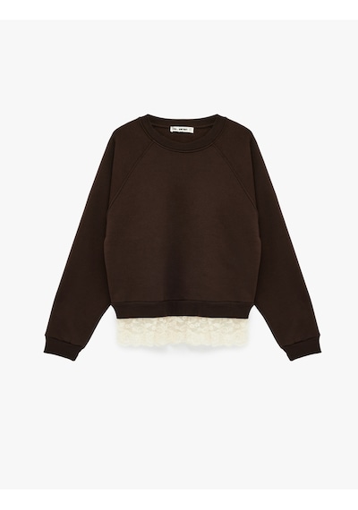 Koton Dantel Detaylı Uzun Kollu Bisiklet Yaka Oversize Sweatshirt Kahverengi 6sal10334ık Kahve Koton Dantel Detaylı Uzun Kollu Bisiklet Yaka Oversize Sweatshirt Kahverengi 6sal10334ık Kahve
