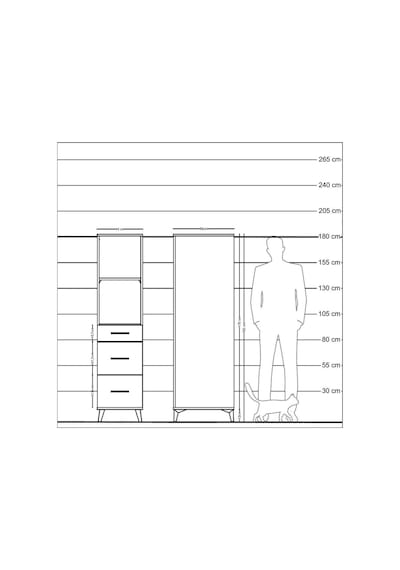 Kronos Dolap 2 Raflı 3 Çekmeceli 44x59x182 Antrasit-antrasit Antrasit