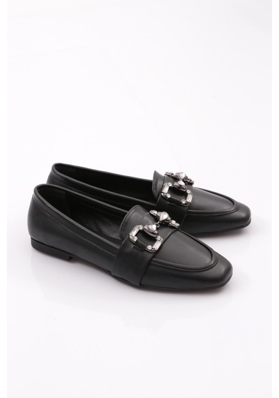 Dgn 5004-23y Kadin Kristal Tokali Loafer 5004-1423-R1534 Siyah