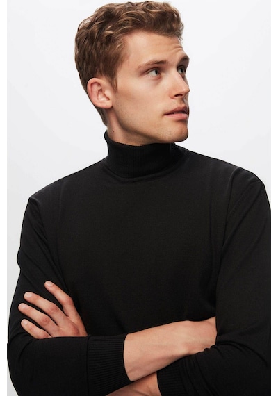 D'S Damat Regular Fit Pamuk Karışımlı Balıkçı Yaka Triko Erkek Kazak 5HF06ORT12007 Siyah