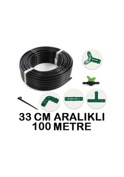 100 M. 33 Cm Delik Mesafeli Bağ Bahçe Ağaç Fidan Damlama Sulama
