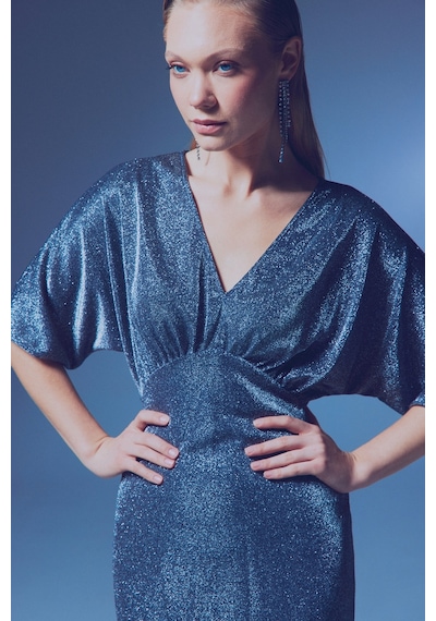 Sateen Simli Mini Elbise - Antrasit-135356 Antrasit