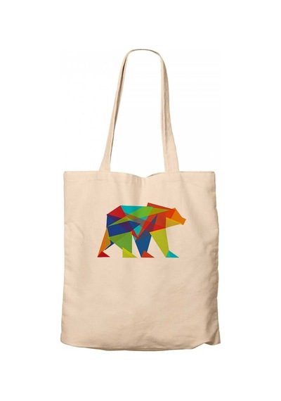 Bear Color Mozaik Krem Kanvas Bez Çanta Krem