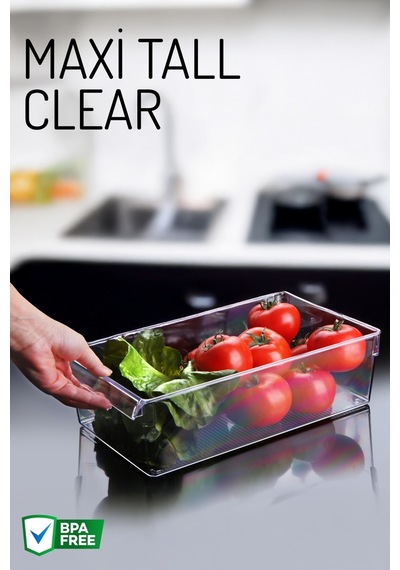 Maxi Tall Clear Buzdolabı & Dolap Içi Düzenleyici Organizer Şeffaf
