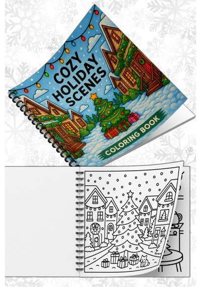 Yılbaşı Cozy Holiday Scenes Bold And Easy 20x20 Cm Büyük Boyama Kitabı, Çocuklar Yetişkinler