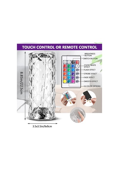 Big Rose Diamond Table Lamp Usb Charging Rgb Multi Colors Totch Lamp Kumandalı Kristal Dev Masa Lambası Rgb Renkli
