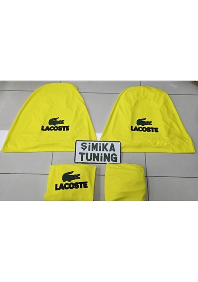Lacoste Sarı Otomobil Servis Kılıfı Ön Ve Arka 4parça Takım 1.kalite Likrali Penye Yıkanabilir Her A 1 Takım