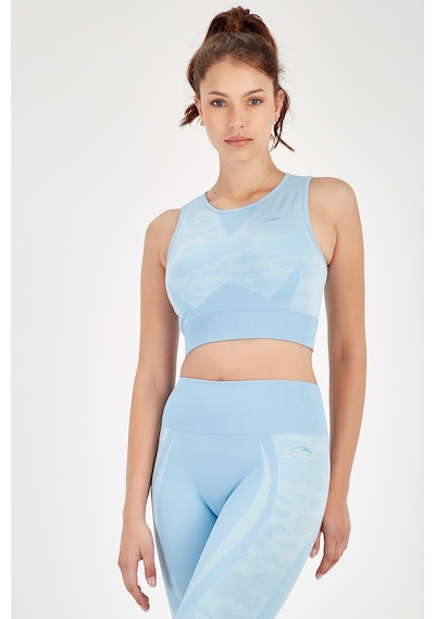 Maraton Active Slimfit Kadın Bisiklet Yaka Kolsuz Fitness Mavi Bra 813054-Mavi