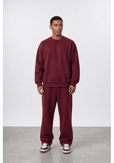 Erkek Respire Basic Oversize Sweatshirt Bordo