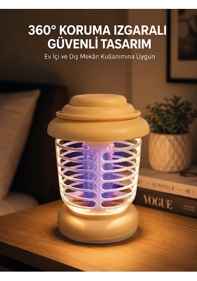 360 Koruma Izgaralı Led Sinek Kovucu Aydınlatma Lambası - Lisinya Bej