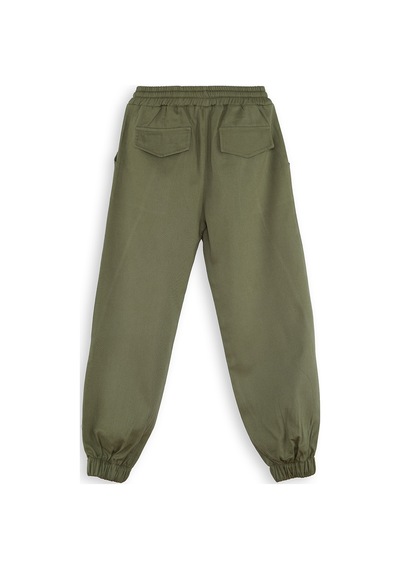Denokids Erkek Çocuk Dikişli Haki Gabardin Pantolon Renkli