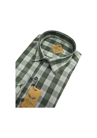 Eren Style Linen Keten Klasik %100 Cotton Uzun Kollu Terletmeyen Gömlek Yeşil