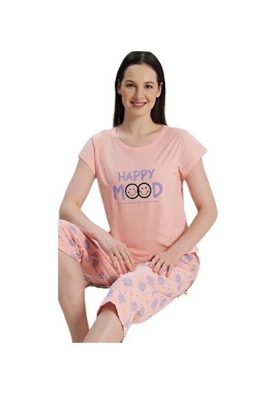 Bipamuk Mare Blu Tasarım Kadın Pijama Takımı Kısa Kollu Kapri S/xl Çok Renkli