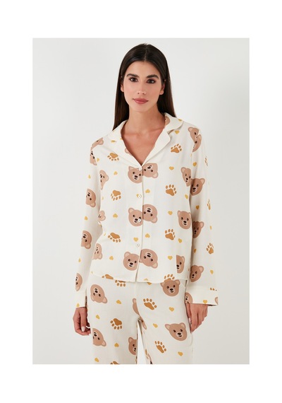 Lela Reguar Fit Yumuşak Dokulu Bayan Pijama Takımı 611Pt288Y Bej
