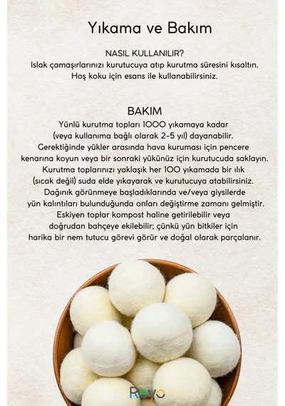 Organik Keçe Yün 3 Adet Xl Çamaşır Kurutma Topu, Çamaşır Yumuşatıcı 6kg Kurutma Makinası İçin Tr Diğer
