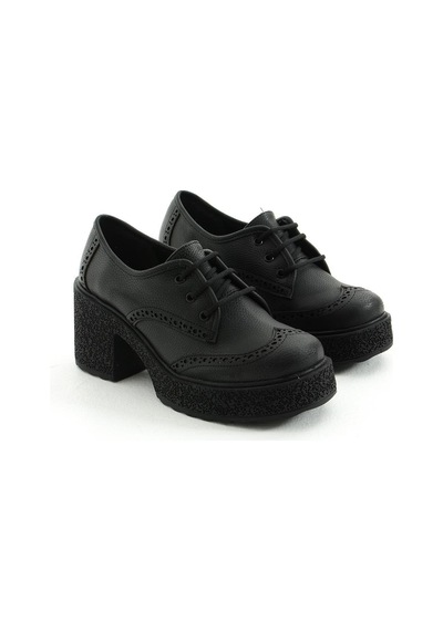 Fox Shoes T996157009 Siyah Kalın Topuklu Kadın Ayakkabı Siyah