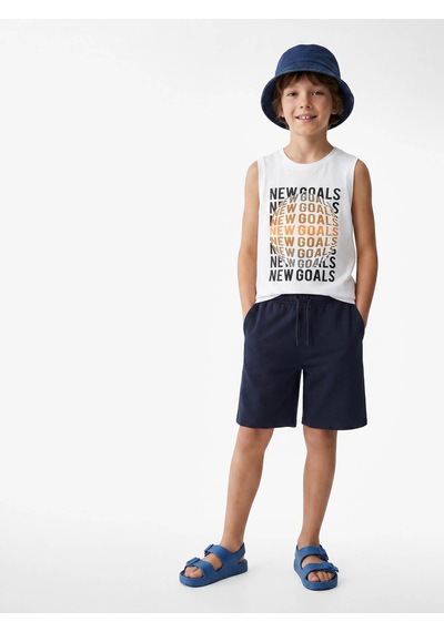 Koton Baskılı Beyaz Erkek Çocuk Kolsuz T-shirt 6skb30009tk