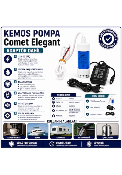 220-12 Volt Mini Dalgıç Adaptörlü Otomat Sıvı Transfer Pompası