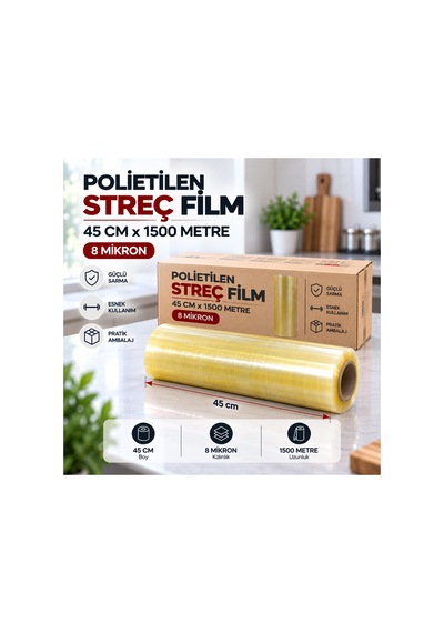 Polietilen Streç Film 45 Cm X 1500 Metre 8 Mikron - 921056439