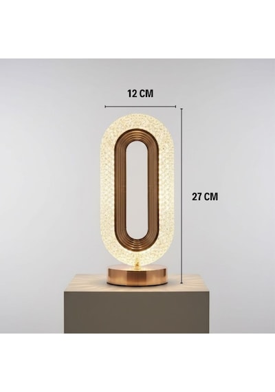Buffer Oval Şeklinde Kristal Led Masa Lambası Dokunmatik, 3 Renk Işık Modlu, Şarjlı Deko Çok Renkli