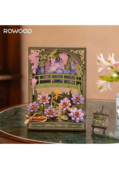 Rowood Th001 Nilüfer Çiçeği Glittering Water Lily Dıy Minyatür Maket Model Seti Ahşap 3d Wooden Puzzle 3d Model Kit Detaylı Dekoratif Hobi Seti Ahşap Maket