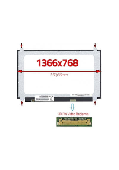 15.6 30 Pin Slim 1366x768 Vidalı