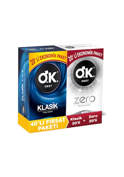 Okey Klasik Prezervatif + Okey Zero Prezervatif 2 x 20'li