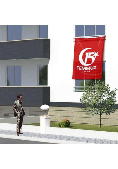 15 Temmuz Demokrasi Bayramı Kutlama Sancağı - 1,5x2,25metre Okul Bayrağı, Tören, Hatıra Bayrak 1