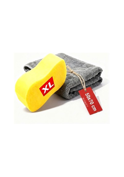 Tr Oto Yıkama Süngeri Ve Araba Kurulama Havlusu, Mikrofiber Araç Yıkama Rus Bezi Ve Sünger 2'li Paket