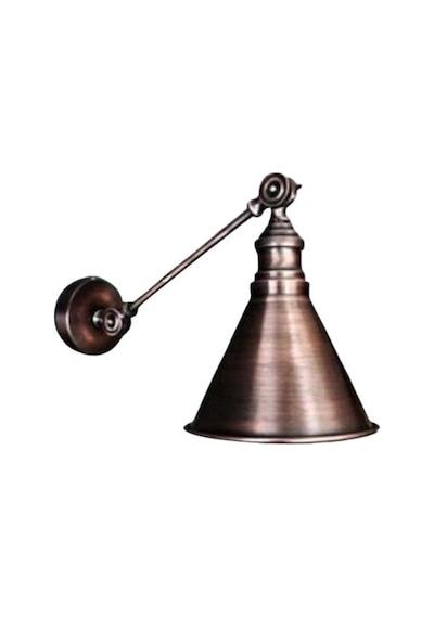 Mylights Vintage Rustik Bakır Eskitme Fırcalanmış Huni Aplik Çi Siyah