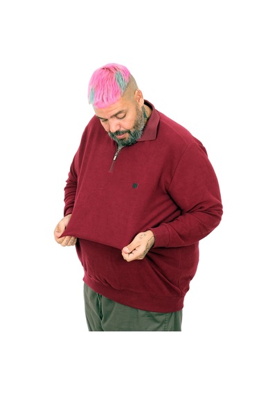 Mode Xl Büyük Beden Erkek Polo Waffle Kazak U25822 Bordo