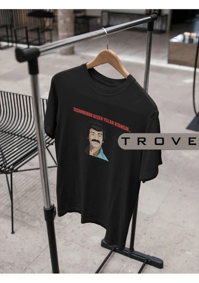 Startmore Unısex Kadın Erkek Müslüm Gürses Yıllar Utansın %100 Pamuk Baskılı Siyah Beyaz T-shirt Siyah