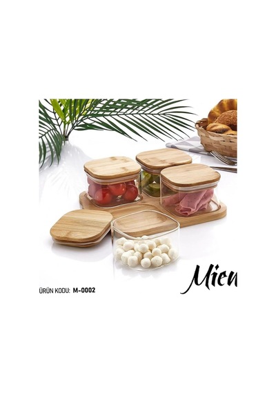 4'lü Bambu Kapaklı Kahvaltı Seti Çerezlik Set Gerçek Bambu Beyaz - 597326206 Beyaz - 597326206 Beyaz