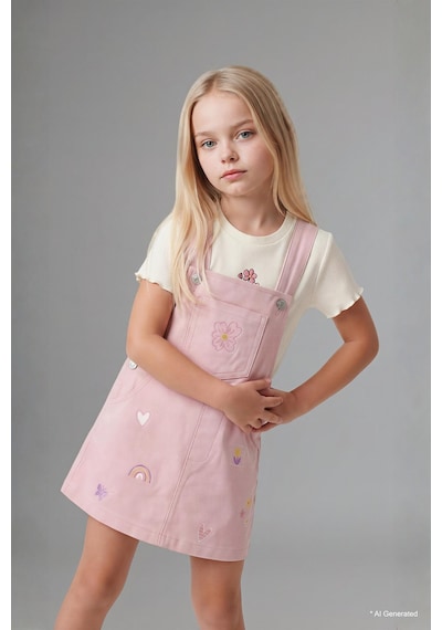 Defacto %100 Pamuk Kalın Askılı Gabardin Açık Pembe Elbise Kız Bebek H9617a526aupn645 Pembe-pn645