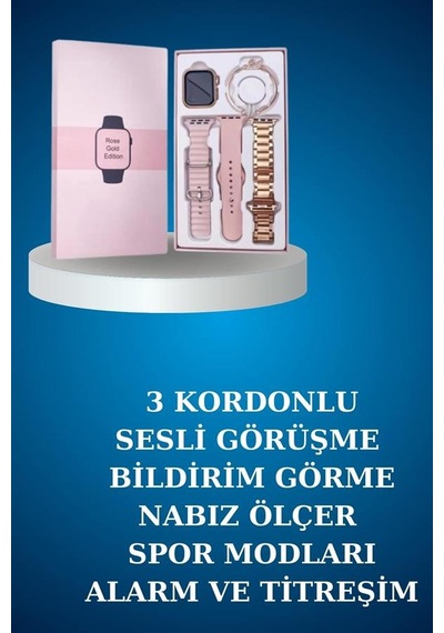 Kablolu Bluetooth Kulaklık Ve Kadınlara Özel Bileklik Hediyeli Yeni Nesil Akıllı Saat 3 Kordonlu